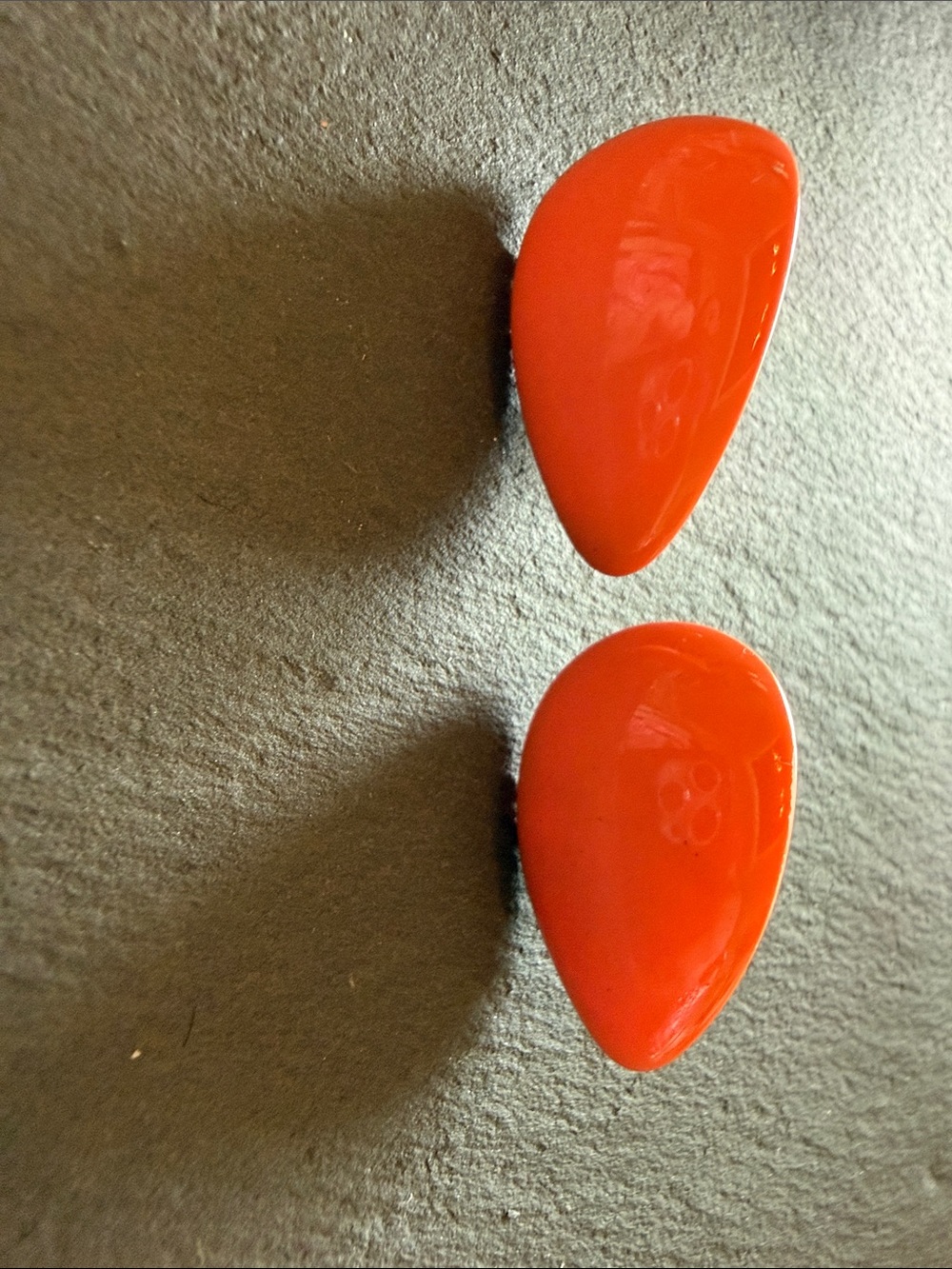 Vintage Orange Teardrop Clip-On Earrings
